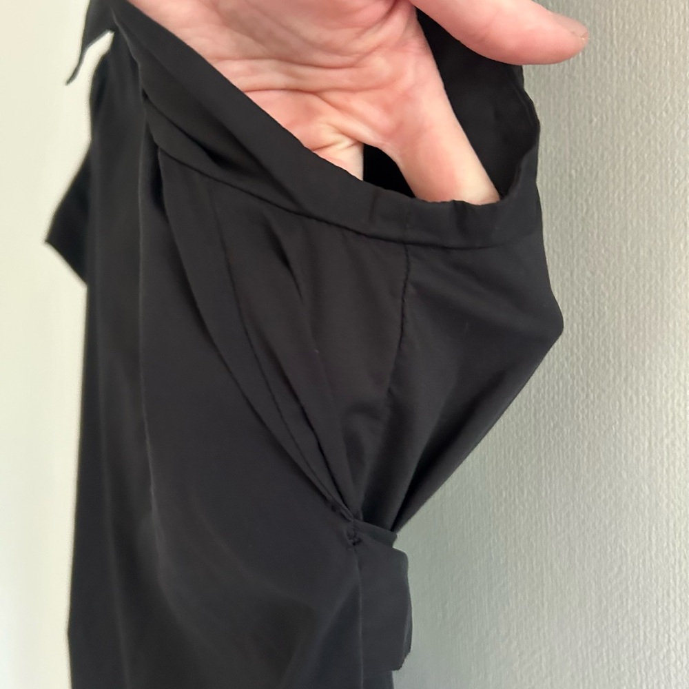 BCBG Paris Black Collared Shirt Dress Minimalist Capsule Luxury Stretch Cotton 6 - Picture 8 of 15
